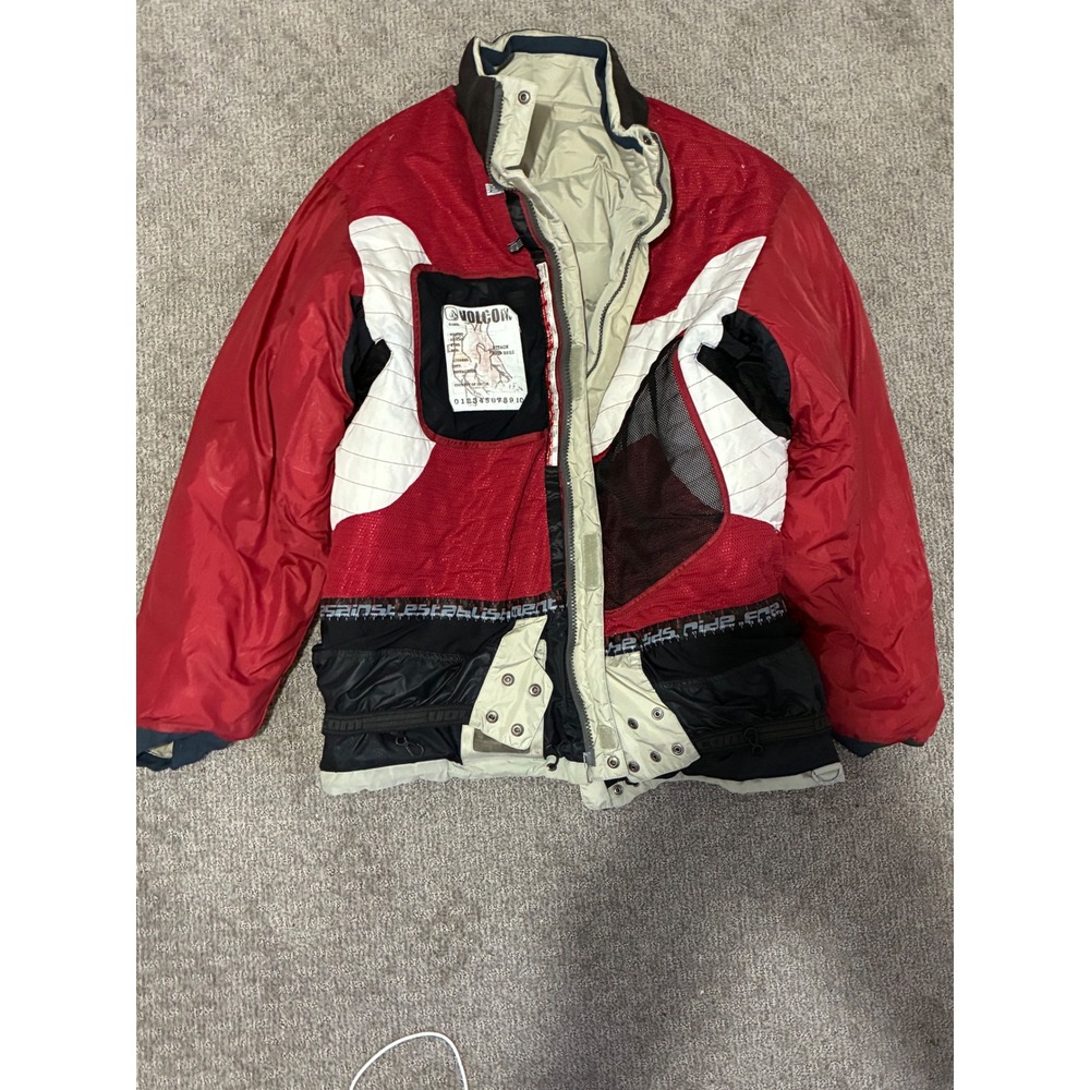 Volcom EKG Puff Jacket Reversible Snowboard Ski G055401 Red Grey Mens XL